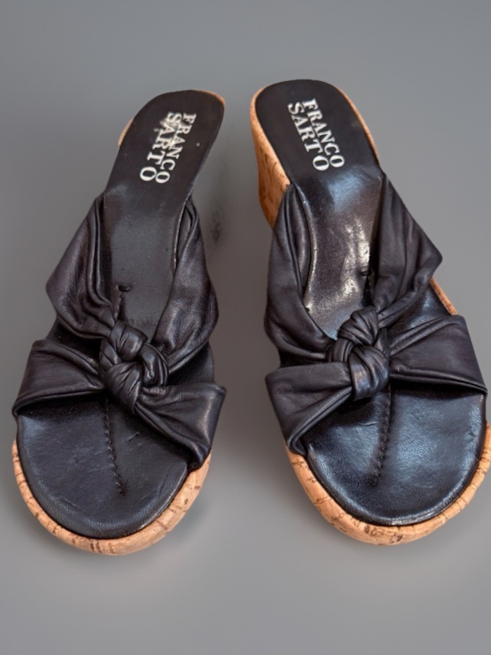 FRANCO SARTO Black LEATHER Cork Sandal